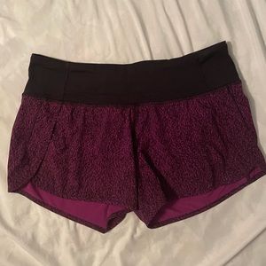 Lulu lemon athletic shorts texture pattern bright purple and black